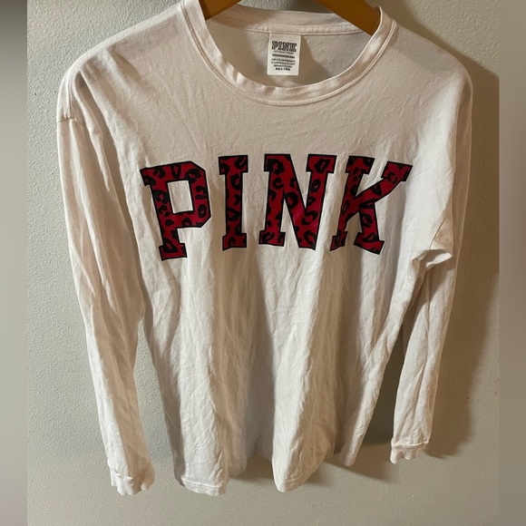 Victorias Secret PINK Oversized Long Sleeve Campus Tee Top Pullover Crew Neck XS - Picture 2 of 5